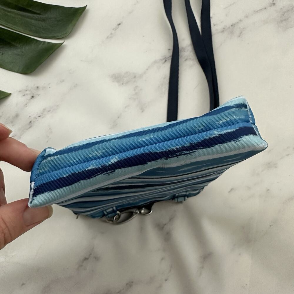 Baggallini Small Cross Body Bag Blue Striped RFID Blocking Wallet Nylon - Picture 4 of 6